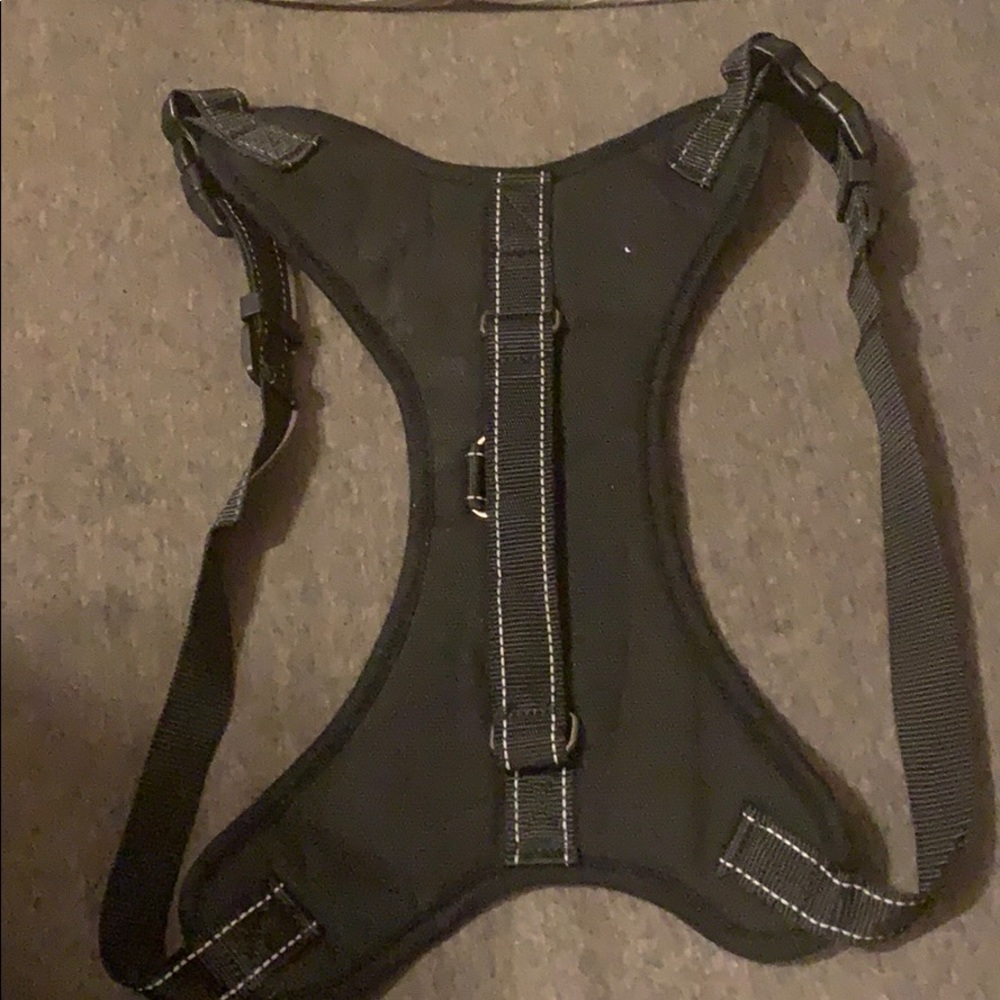 XL black dog harness with sliding lock on buckles